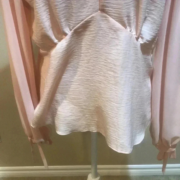 TopShop Chiffon SheerTie Long Sleeves and Open Back with Zipper-Size 10 - Picture 6 of 11